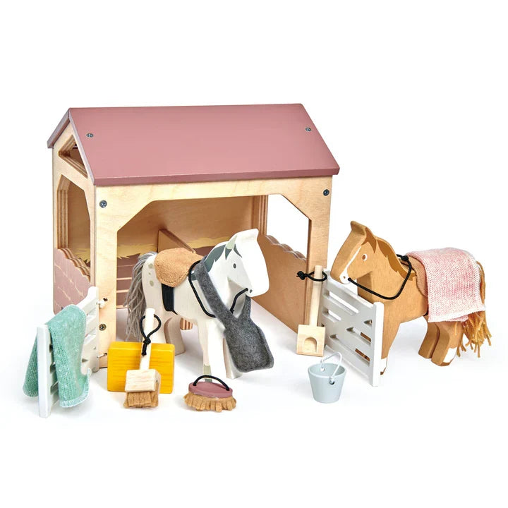 The Stables Wooden Horse Set - Tender Leaf Toys | Doll House Accessory NZ