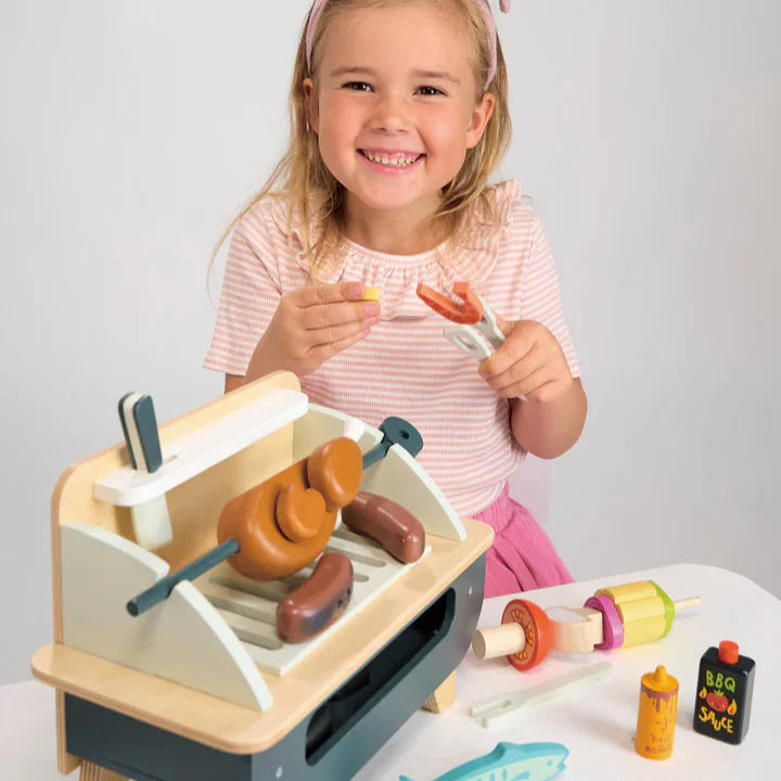 Wooden Barbeque Play Set - Tender Leaf Toys | Pretend Play Toys NZ