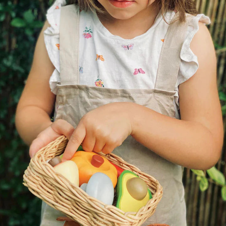 Wooden Veggie Basket - Tender Leaf Toys | Play Food Set