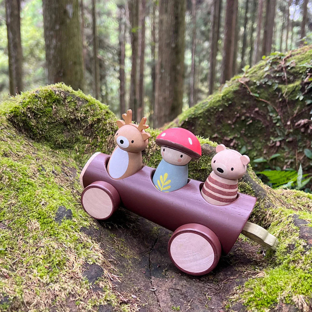 Timber Taxi Log Car - Tender Leaf Toys | Wooden Toy NZ