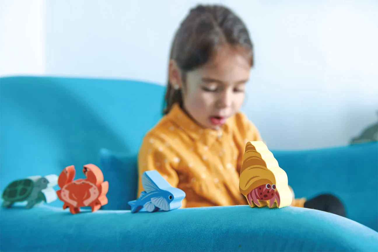 Coastal Creatures Wooden Stacking & Display Set - Tender Leaf Toys | Wooden Toy NZ