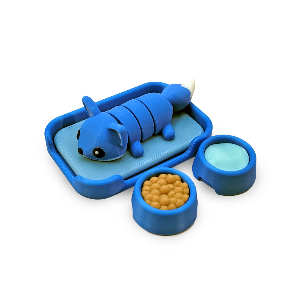 3D Print Blue Wigglet Play Bed and Food