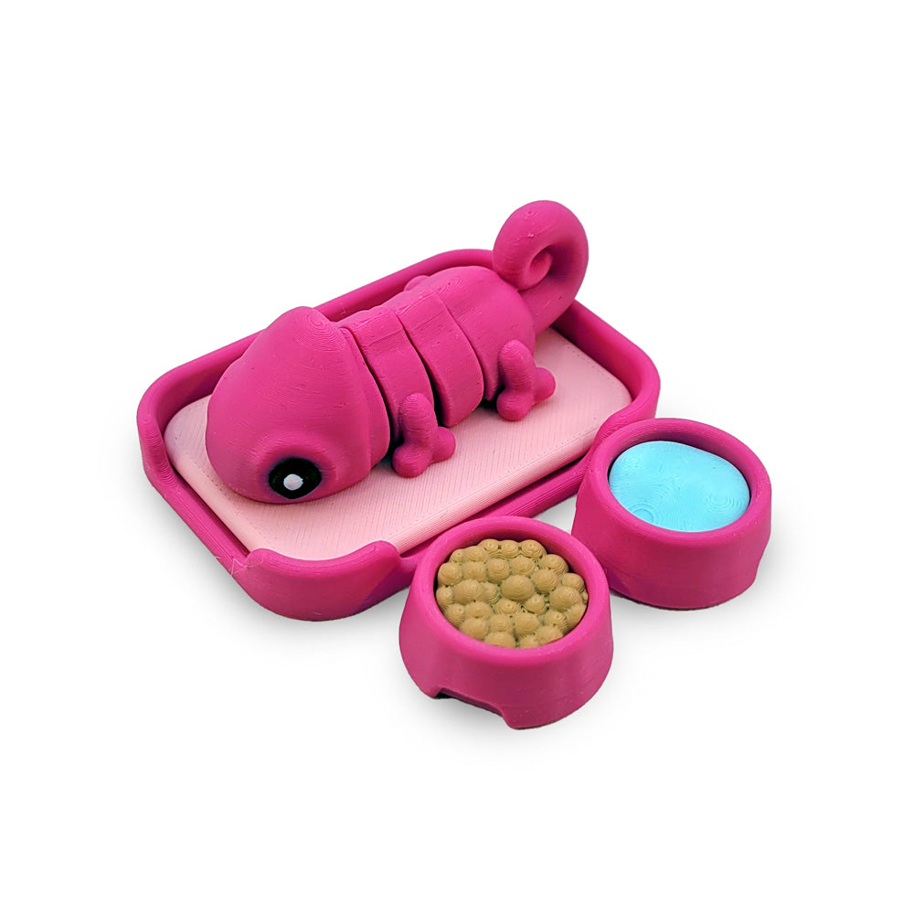 3D Print Pink Wigglet Play Bed and Food