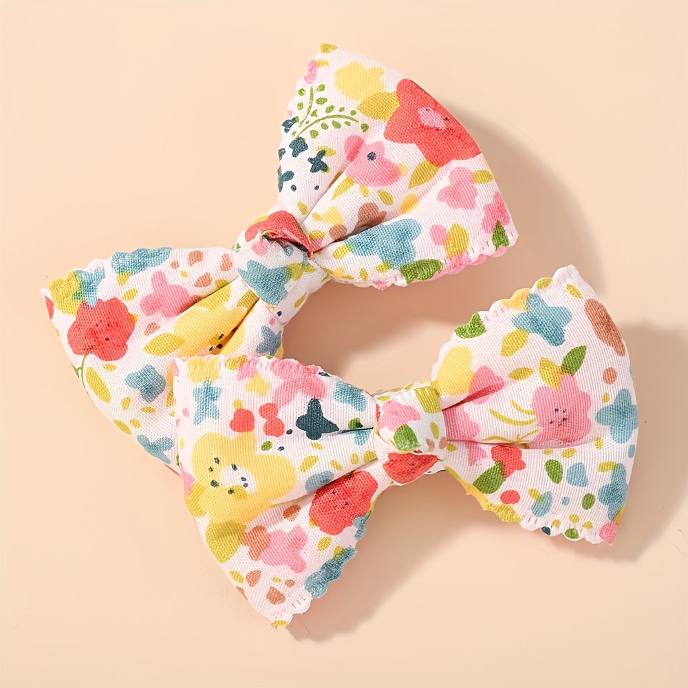 2-Pack Bohemian Floral Print Hair Clips