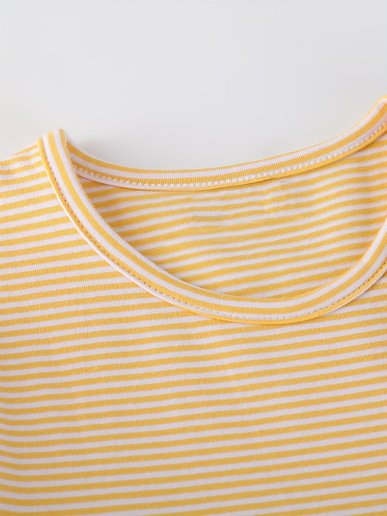 Duck Embroidered Striped Short Sleeve Dress