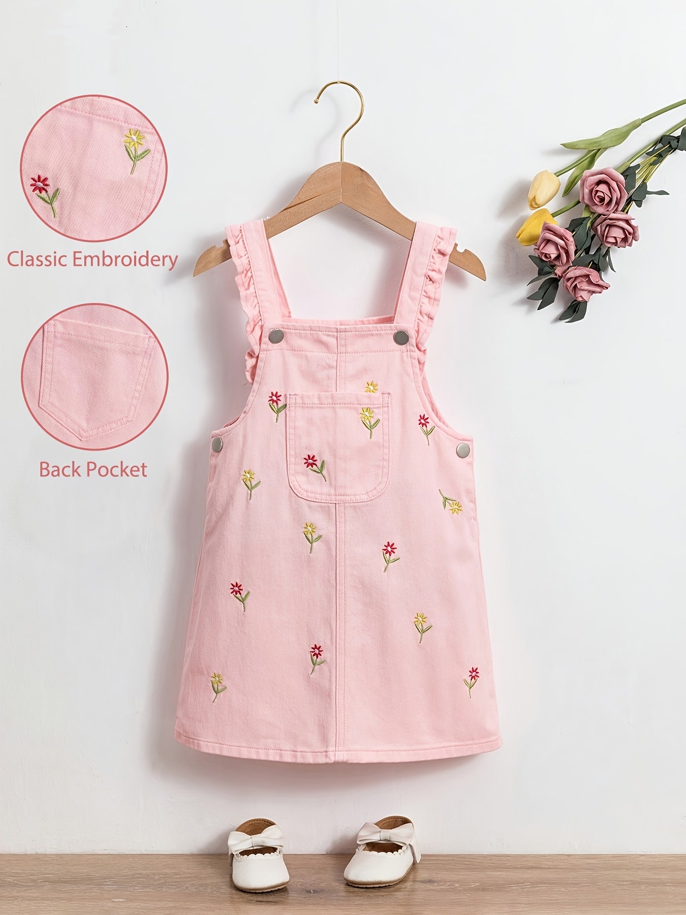 Embroidered Floral Pattern Denim Skirt
