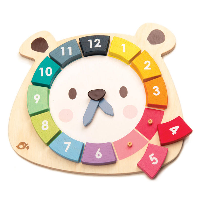Wooden Bear Colours Clock - Tender Leaf Toys | Wooden Toy NZ