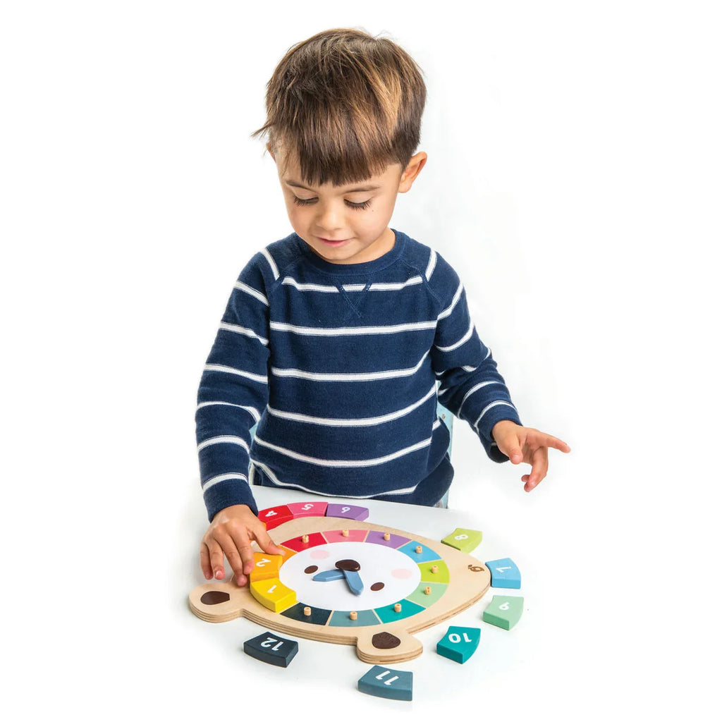 Wooden Bear Colours Clock - Tender Leaf Toys | Wooden Toy NZ