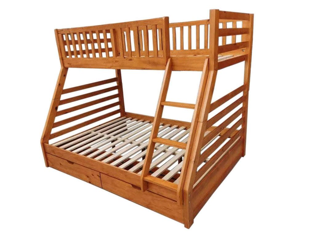 Bunk Bed with two Bottom Drawers - Single Over Double