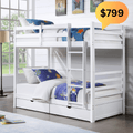 Bunk Bed with Two Bottom Drawers - Single, White