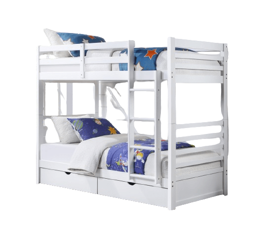 Bunk Bed with Two Bottom Drawers - Single, White
