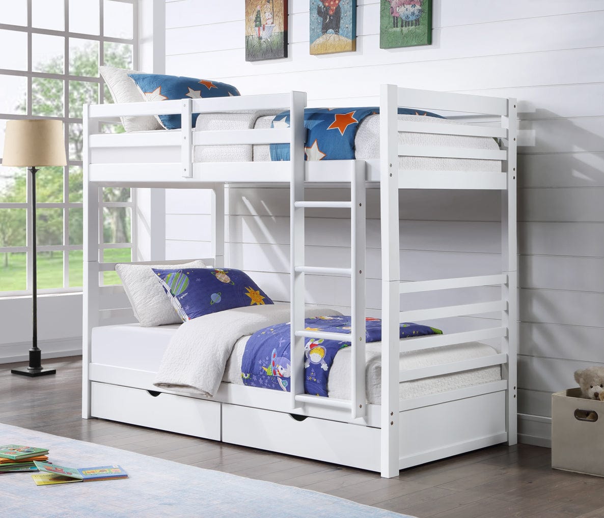 Bunk Bed with Two Bottom Drawers - Single, White