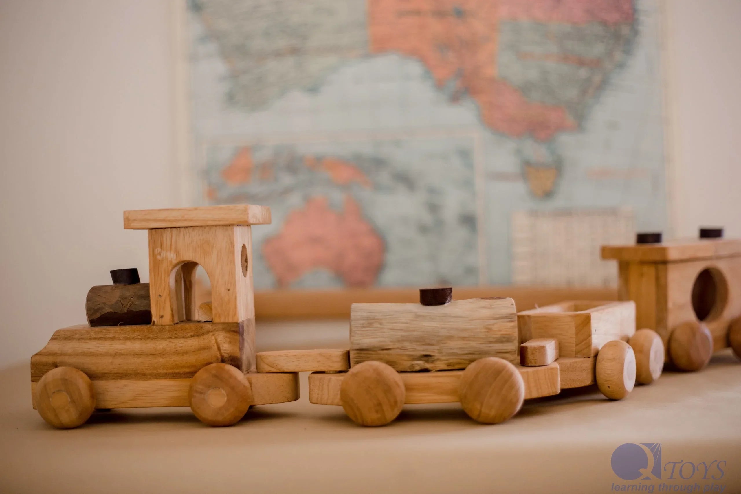 Wooden Cargo Train - QToys | Wooden Toy NZ