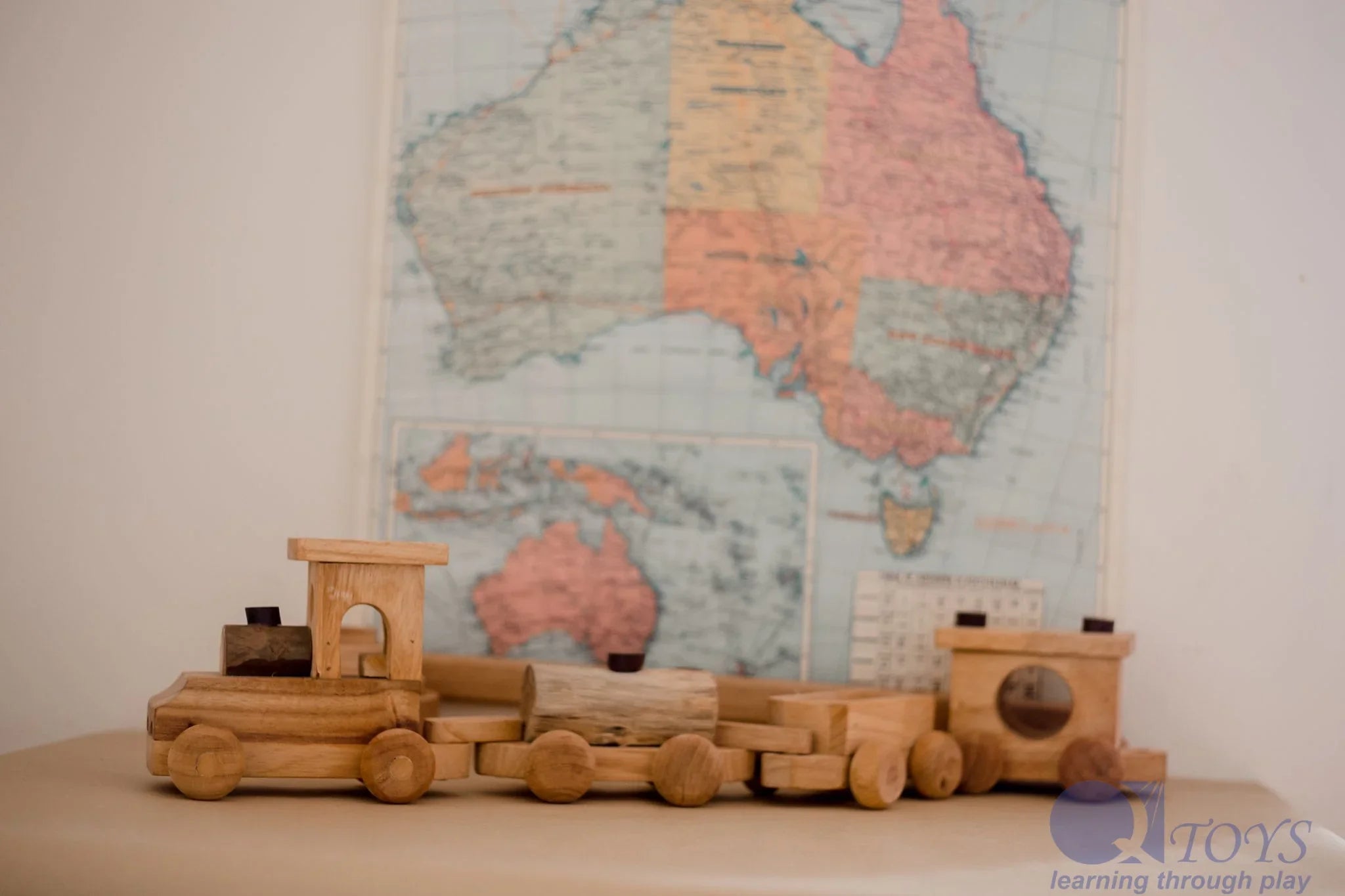 Wooden Cargo Train - QToys | Wooden Toy NZ