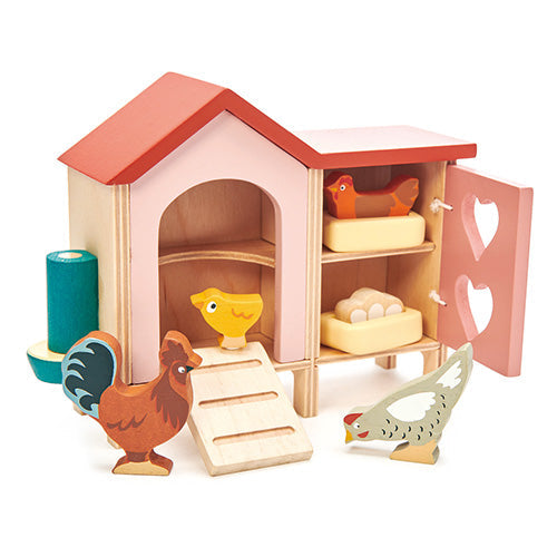 Wooden Chicken Coop Set - Tender Leaf Toys | Doll House Accessory NZ