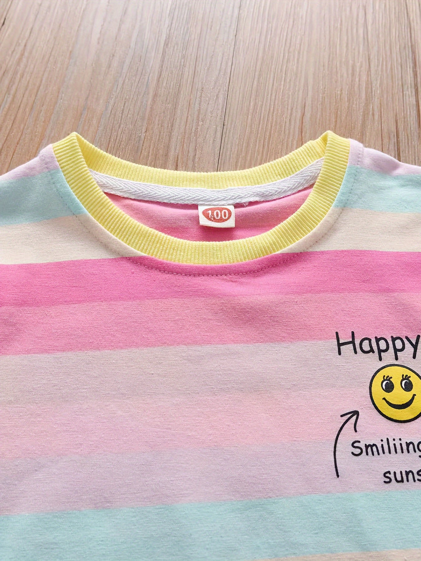 Girls' Summer Fashion Sporty Casual Joyful Face and Letter Print Dress
