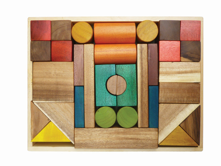 Natural Colour Wooden Blocks Set – QToys | Wooden Toy NZ