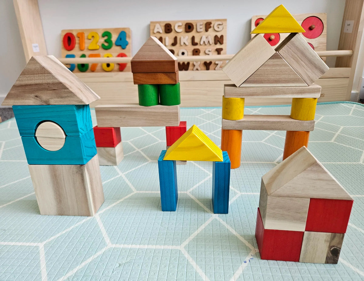 Natural Colour Wooden Blocks Set – QToys | Wooden Toy NZ