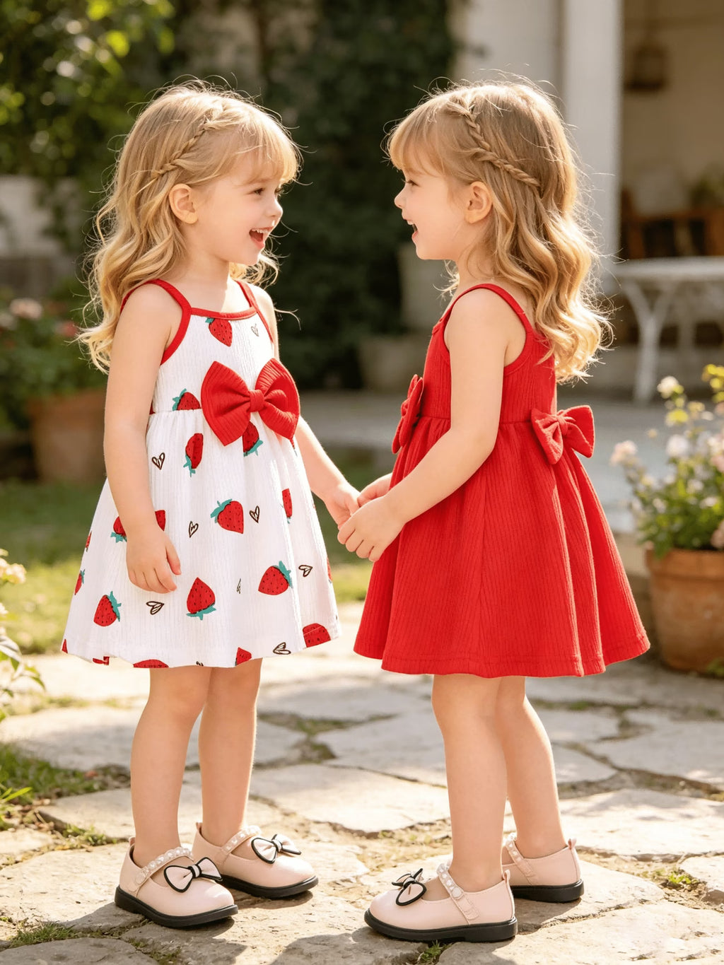 2pcs Princess-Style Camisole Dress with Bow