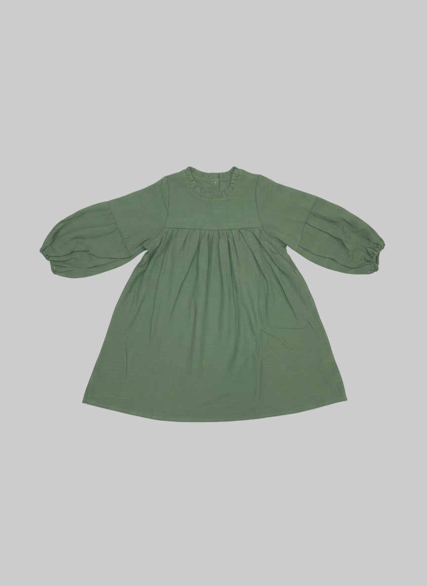 Balloon Sleeve Dress - Green