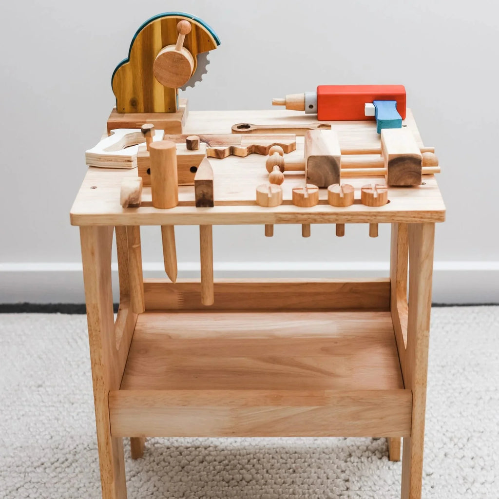 Wooden Work Bench Builder Set - QToys | Wooden Toy NZ