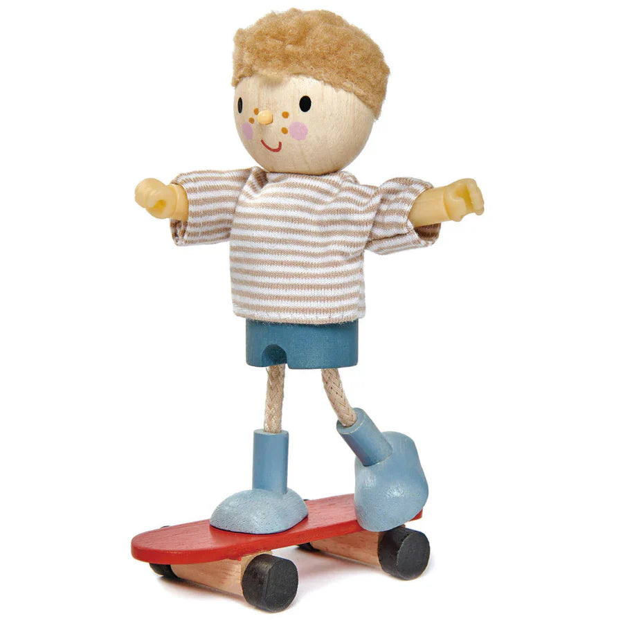Edward with Skateboard - Tender Leaf Toys | Wooden Doll NZ