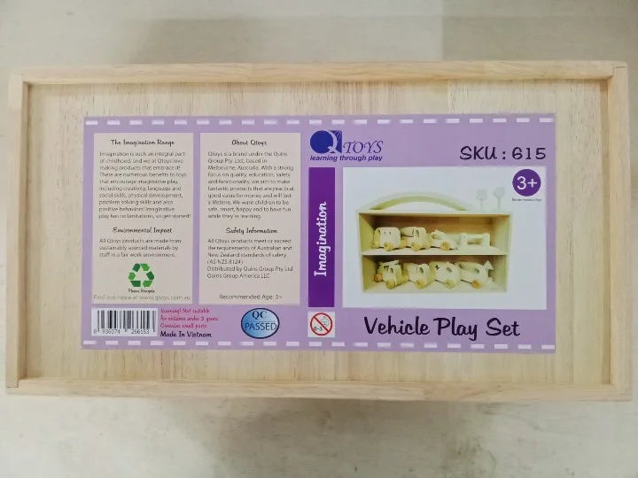 Wooden Vehicle Play Set - QToys | Wooden Toy NZ