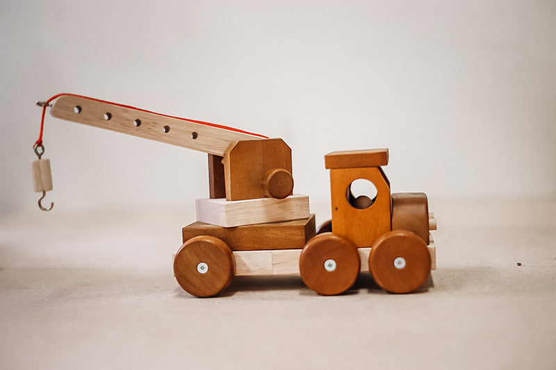 Wooden Crane Truck - QToys | Wooden Toy NZ
